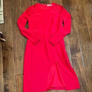 Halston Heritage Red Raglan Sleeve Cocktail Dress